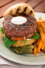 Beef Burgers and Sweet Potato Fries Photo